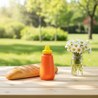 Bouteille en plastique PE anti-fuite avec bouchon à clapet pour les essentiels de cuisine : sauce tomate, sauce chili, sauce barbecue