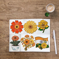 Badge en émail dur 3D en métal, motif marguerites africaines jaunes-orangées, objet de collection artistique pour les amateurs de plantes et de fleurs, personnalisable