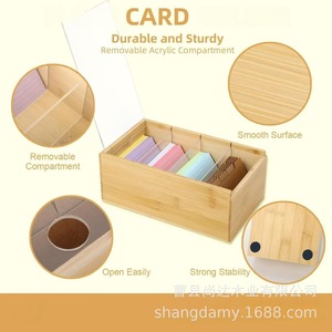 Simple <b>wooden</b> desktop card organizer, office <b>desk</b> flip-top business card holder, document and note organizer. - Product Image 3