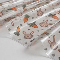 Tissu vinyle transparent personnalisé à motif dessin animé, tissu vinyle imprimé, tissu PVC transparent pour sacs, artisanat, couture, patchwork, sans MOQ