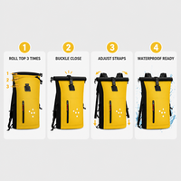 Sac à dos de rafting multifonctionnel imperméable en PVC pour l'extérieur, grande capacité, unisexe, couleur unie, sac étanche pour la navigation fluviale
