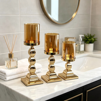 Porte-bougie Hurricane, élégant chandelier à tige haute, bougie pilier en option, taille et finition personnalisables pour table de mariage et décoration intérieure