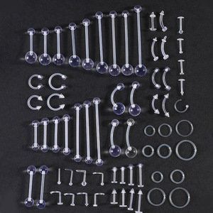 Wholesale Clear Acrylic Thread <strong>Piercing</strong> <strong>Retainers</strong> Invisible Earring Labret Stud Septum Horseshoe Ring Body <strong>Piercing</strong> Jewelry - Product Image 1