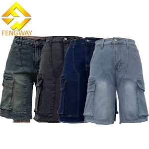 Pantaloni in Denim Tinta Unita per <span class=keywords><strong>Donna</strong></span>, <span class=keywords><strong>Jeans</strong></span> Strappati, Pantaloncini Cargo Multi-Tasca - Product Image 1