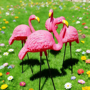 Estatua de Pájaro Rosa Personalizada para Jardín, para <span class=keywords><strong>Caza</strong></span> al Aire Libre Decoración de Jardín Portátil de Plástico con Forma de Flamenco. Patas Metálicas para Soporte. - Product Image 4