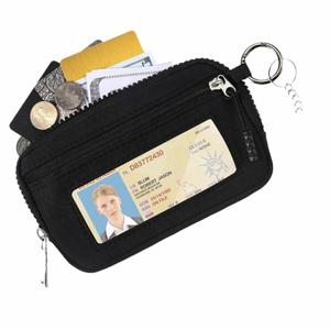 กระเป๋าใส่บัตรแบบมีซิปสีดำพร้อมช่องใส่บัตรประจำตัว สำหรับของขวัญส่งเสริมการขาย ดีไซน์กะทัดรัดและทันสมัย - Product Image 4