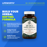 LIFEWORTH Gélules Herbales 20-en-1 avec Absinthe, Noyer Noir et Clou de Girofle pour le Bien-être Digestif OEM