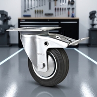 Meilleures ventes mondiales - Roue pivotante en caoutchouc élastique noir de 3, 4, 5, 6, 8 pouces - 360° °   Roulettes industrielles pivotantes pour chariots et machines