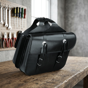 Sac de selle de moto en cuir véritable, ensemble de sacs de voyage pour bagages, sacs de motard STYLE tressé - Product Image 3