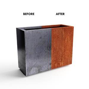 Pot de fleurs en acier patiné irrégulier en forme de polygone - Art paysager extérieur écologique pour la maison et le jardin - Product Image 4