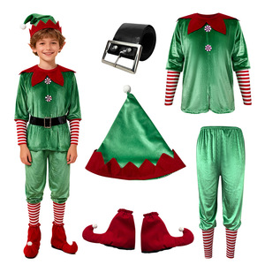 Camisa <span class=keywords><strong>de</strong></span> Terciopelo con Gorro <span class=keywords><strong>de</strong></span> <span class=keywords><strong>Duende</strong></span> Navideño; <span class=keywords><strong>Disfraz</strong></span> <span class=keywords><strong>de</strong></span> <span class=keywords><strong>Duende</strong></span> Navideño para Adultos y Niños para Fiestas <span class=keywords><strong>de</strong></span> Halloween. - Product Image 3