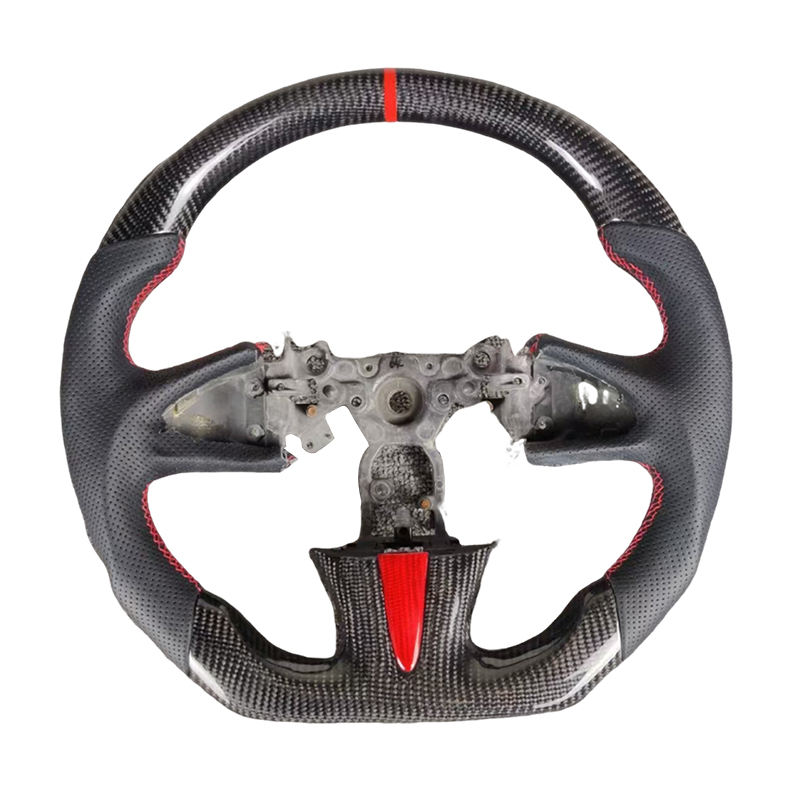 คาร์บอนไฟเบอร์ + หนังแบบมีรูพรุน + เย็บแถบสีแดง