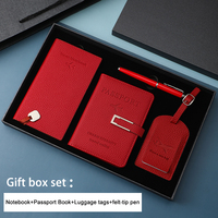 Ensemble cadeau de voyage en cuir PU personnalisé : porte-passeport, étiquette de bagage, carnet de voyage et stylo