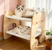 Lit hamac superposé en bois de pin de haute qualité, moderne, extra large, à 2 niveaux, pour animaux de compagnie, avec griffoir pour chat