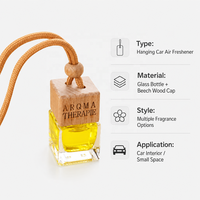 Diffuseur de parfum suspendu pour voiture 8ml, flacon en verre rechargeable avec couvercle en bois, pendentif d'huile essentielle pour décoration de rétroviseur de véhicule