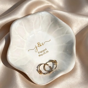 Personalized Custom Ceramic <b>Ring</b> Tray Engraved <b>Name</b> & Date Couple Souvenir Memorial Jewelry Storage Dish for Wedding Gift - Product Image 5