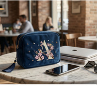 Trousse de toilette brodée haut de gamme à fermeture éclair, best-seller transfrontalier, personnalisée pour les tendances actuelles, multifonctionnelle