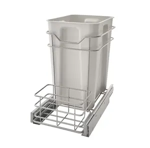 Rak Organizer geser 2 tingkat logam, rak penyimpanan dapur untuk membuka tarik keluar rak kabinet laci