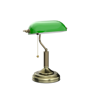 Retro Green Glass Bankers Desk Lamp Antique Desk Lamps with Brass Base Traditional Library Lamp with <b>Pull</b> Chain Classic - Product Image 1