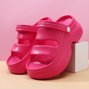 Sandales compensées Guru pour femme en EVA respirant, style bouche de poisson, antidérapantes, pour l'été et la plage, coloris blanc, noir, rose vif, marron - Product Image 4