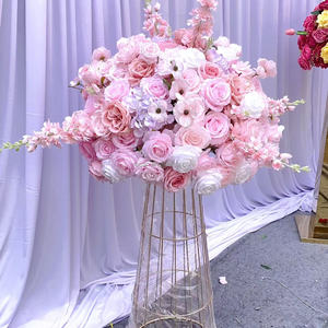 Rosan Baby Shower rosa decorazione per festa 60cm di seta artificiale verde rosa bianco nozze centrotavola palla fiore - Product Image 2