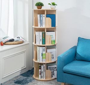 Wohn möbel antike Bambus Massivholz Bücherregale Kinder rotierende Bücherregal - Product Image 3
