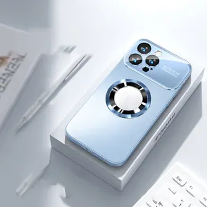 AG Glass Trường hợp với tự động lấy nét lớn xem ống kính máy ảnh Matte Trường hợp với Magnetic điện thoại bìa cho Iphone 14 Pro Max
