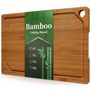 Tabla de Cortar de Bambú en Varios Tamaños, Tablas de Cortar de Madera para Cocina, Prácticas Utensilios de Cocina con Ranuras Profundas para Jugos - Product Image 2