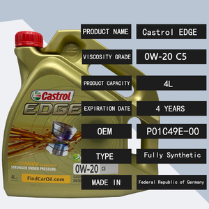 Quality Guarantee Fully Synthetic Engine Motor Oil Car SN <strong>0W20</strong> <strong>C5</strong> European Version 4 Liter P01C49E-00 for <strong>Castrol</strong> EDGE - Product Image 6