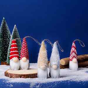 New Arrival Christmas Cloth Faceless Nordic Gnome Plush <b>Dolls</b> Handicraft Santa Tomte Rudolph Reindeer Hanging Decorations - Product Image 1
