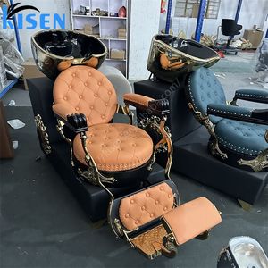 KISEN-Chaise <span class=keywords><strong>shampoing</strong></span> noire et dorée moderne pour salon de beauté, meubles pour le lavage des cheveux avec bol <span class=keywords><strong>shampoing</strong></span>, chaises à vendre - Product Image 2