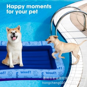 Inflatable PVC Pet Water Float 57x33in Blue Dog Pool For Big Medium Small Dogs Up To 220 Lbs - Product Image 2