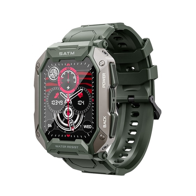 C20 Plus Rugged Smart Watch Da Fit BT Call Heart Rate 1.81" Square Screen 1ATM Waterproof Men Reloj Smartwatch C20 Watch Upgrade