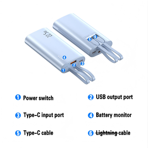 แบตสำรองแบบพกพา 22.5W สำหรับโทรศัพท์มือถือ ความจุสูง ชาร์จเร็ว 10000mAh พร้อมสายชาร์จ ผลิตตามสั่งจากโรงงาน - Product Image 4