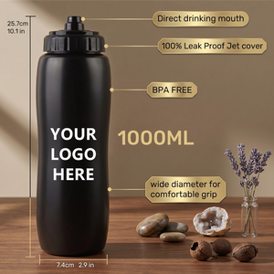 Bouteille d'eau <span class=keywords><strong>de</strong></span> <span class=keywords><strong>sport</strong></span> en plastique professionnelle <span class=keywords><strong>de</strong></span> 1000 ml à grande capacité, facile à saisir et compressible, pour le cyclisme, l'entraînement et le fitness - Product Image 5