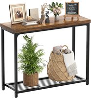 Table console en bois de 32 pouces, 2 niveaux de rangement, style moderne minimaliste, table d'entrée de villa, table de canapé, structure en métal robuste