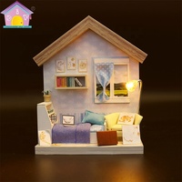 Hongda S912 myrtille Soda bricolage maison de poupée Mini cadre photo Miniature maison de poupée en bois maison de poupée avec lumière