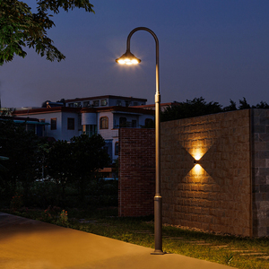 โคมไฟสวน LED สำหรับกลางแจ้ง กันน้ำระดับ IP65 ใช้ไฟ DC/AC 220V ตัวโคมทำจากอะลูมิเนียมหล่อขึ้นรูป แสงสีขาวแบบกระจาย วัสดุ PC 3000K แสงวอร์มไลท์ ติดตั้งบนเสา - Product Image 1