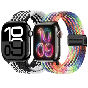 Correa de reloj trenzada elástica de nailon para Apple Watch Series 11 10 9 8 46mm 45mm 44mm 42mm correa de reloj de tela para Ultra 3 2 49mm - Product Image 1
