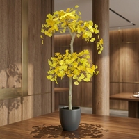 Plantes et arbres artificiels de Ginkgo jaunes, feuilles dorées en forme d'éventail, réalistes, pour la décoration intérieure et extérieure du jardin, lavables et durables