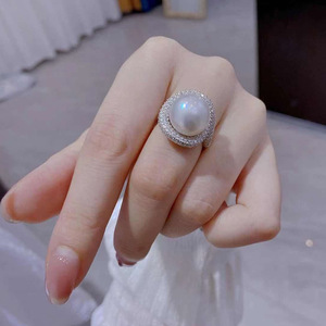 S925 Silver DIY <b>Pearl</b> Accessory 10-11mm Round Flat <b>Ring</b> Holder 10191-for Concealer Diamond <b>Rings</b> - Product Image 1