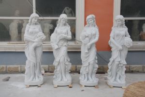 Sculpté à la main ancienne pelouse romaine décorative grandeur nature quatre saisons femme dame grandes Sculptures extérieur jardin marbre Statues - Product Image 4