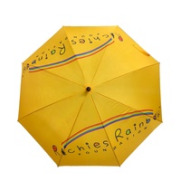 Parapluie de golf coupe-vent imprimé numérique à poignée jaune EVA de 27 pouces et 8 nervures pour adultes, conception droite de pongé d'impression de logo personnalisé