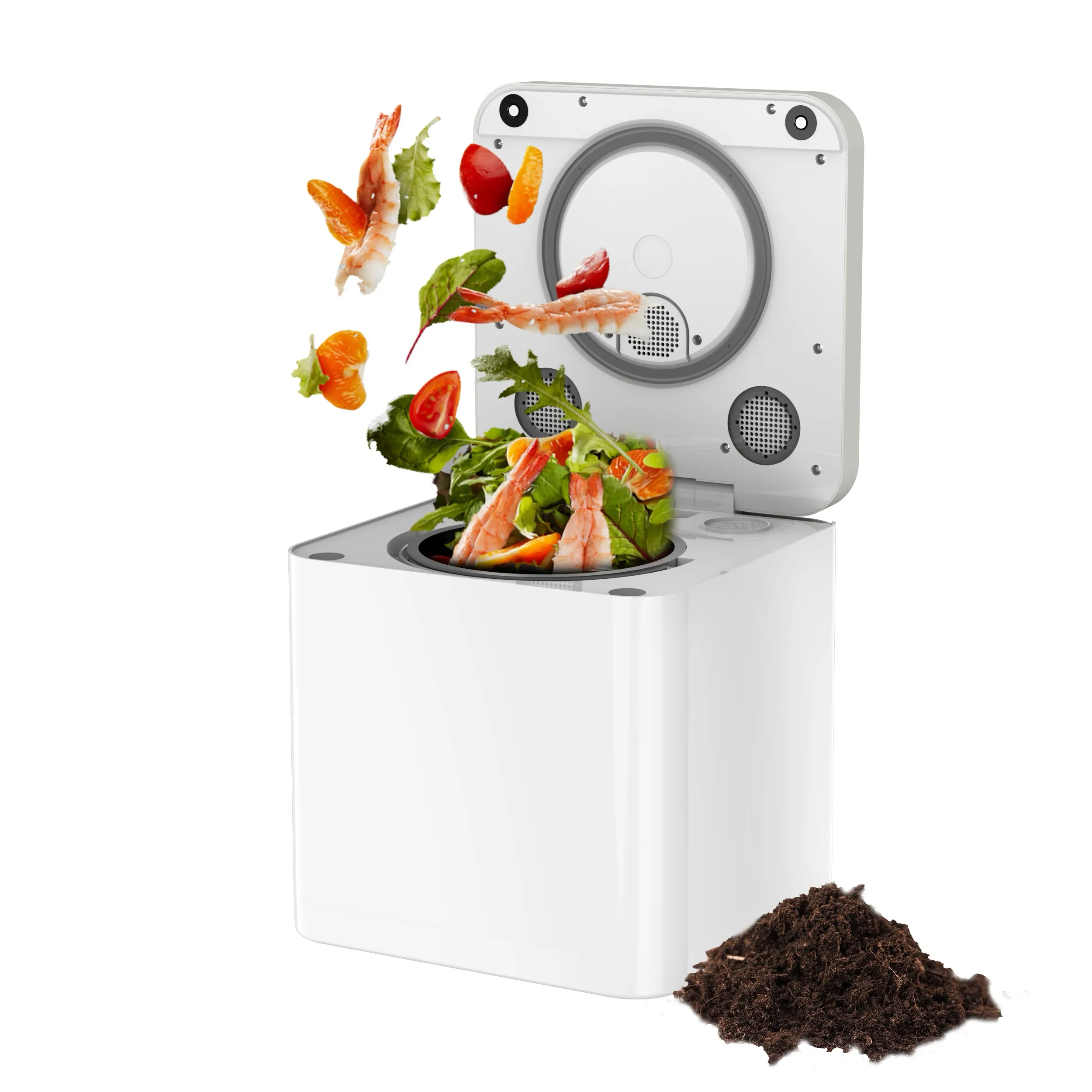 Il Composter elettrico intelligente dei rifiuti alimentari trasforma i rifiuti in Compost con un unico pulsante