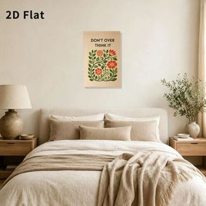 Don't Over Think It - Arte de pared en lienzo floral, impresión minimalista, rectangular, beige, sin marco, tamaño mediano - Product Image 3