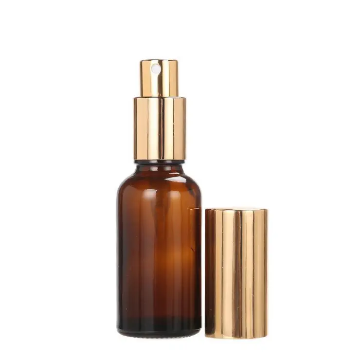 Cosmetic packaging 15ml 30ml 60ml 125ml 200ml black glass spray bottles full set frosted amber glass bottle with black pump