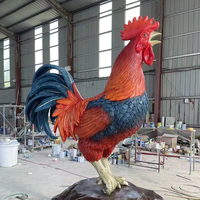 Décoration de jardin extérieure personnalisée, statue de poule en résine de grande taille, sculpture de coq en fibre de verre à vendre