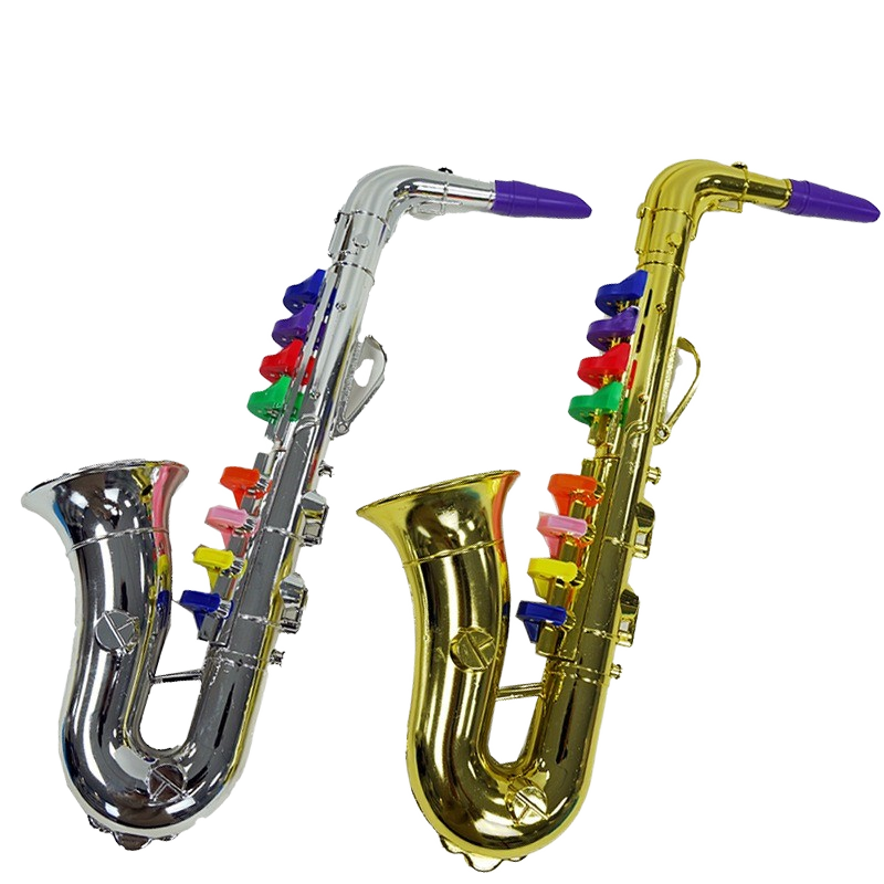 Trompeta De Juguete Para Niños De Plástico Dorado, Con 4 Teclas De Colores Para Desarrollar El Ritmo