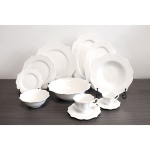 Assiette de table en porcelaine fine blanche, style nordique minimaliste, élégante, avec logo personnalisé, pour mariage, vaisselle de luxe - Product Image 1