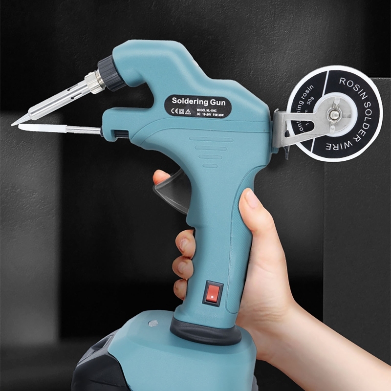 Fer à Souder Sans Fil - Kit Avec Support Et Pointes - Température Réglable - Bleu